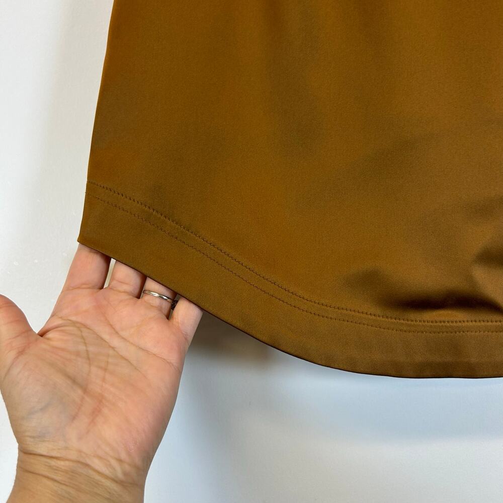 RoAri Mini Skirt Size S Stella Satin Brown Vegan Silk 90s Minimalist Chic Luxe - Picture 6 of 8